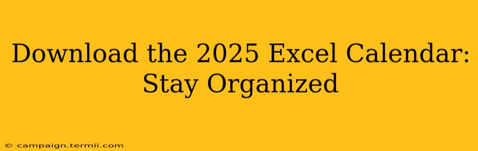 Download the 2025 Excel Calendar: Stay Organized