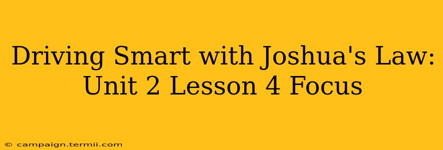 Driving Smart with Joshua's Law: Unit 2 Lesson 4 Focus