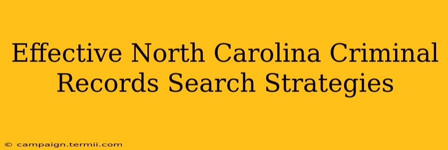 Effective North Carolina Criminal Records Search Strategies