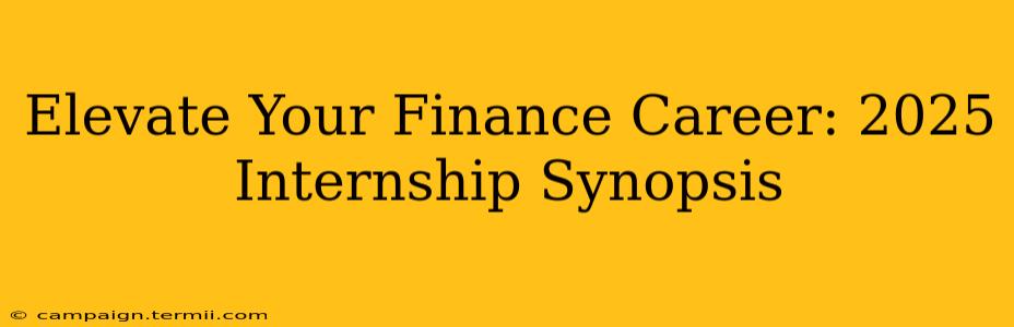 Elevate Your Finance Career: 2025 Internship Synopsis