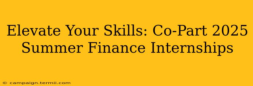 Elevate Your Skills: Co-Part 2025 Summer Finance Internships