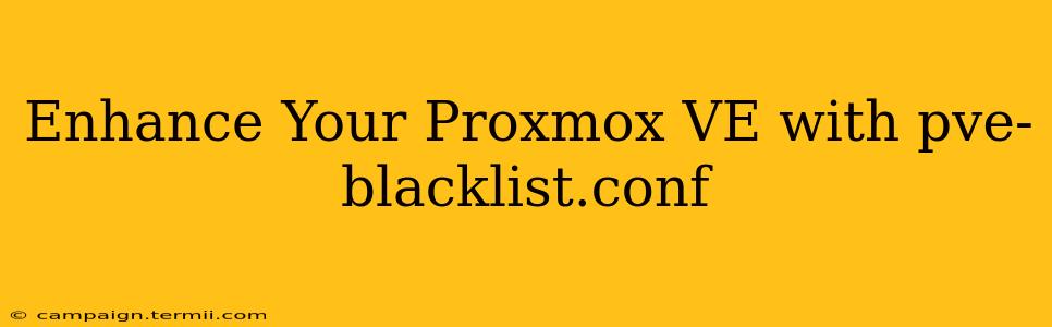 Enhance Your Proxmox VE with pve-blacklist.conf