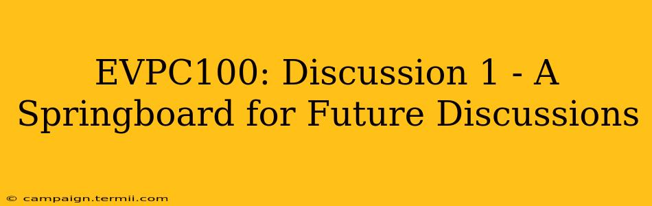 EVPC100: Discussion 1 - A Springboard for Future Discussions