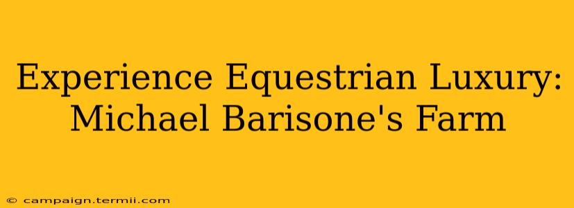 Experience Equestrian Luxury: Michael Barisone's Farm