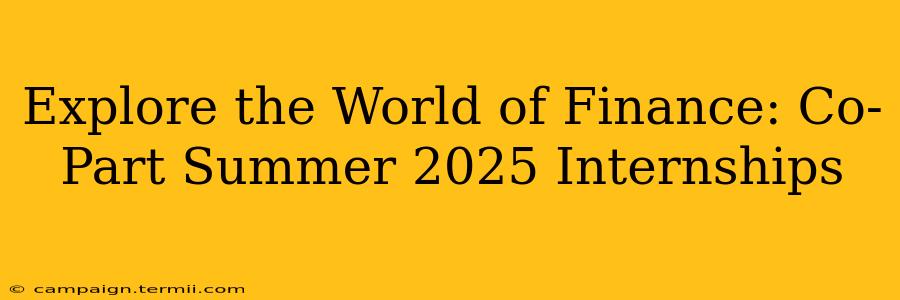 Explore the World of Finance: Co-Part Summer 2025 Internships