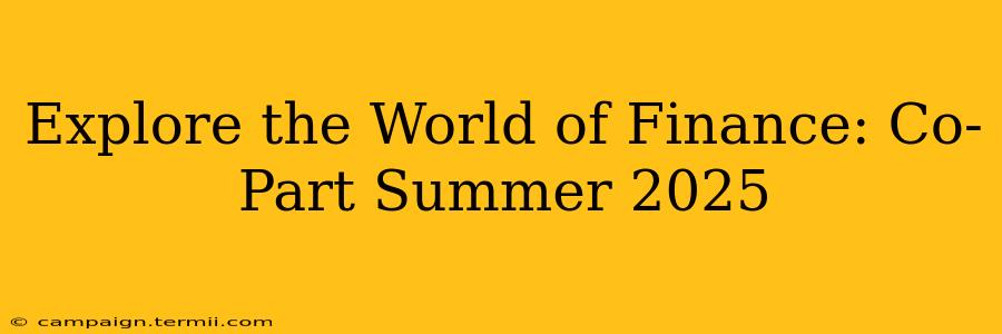 Explore the World of Finance: Co-Part Summer 2025