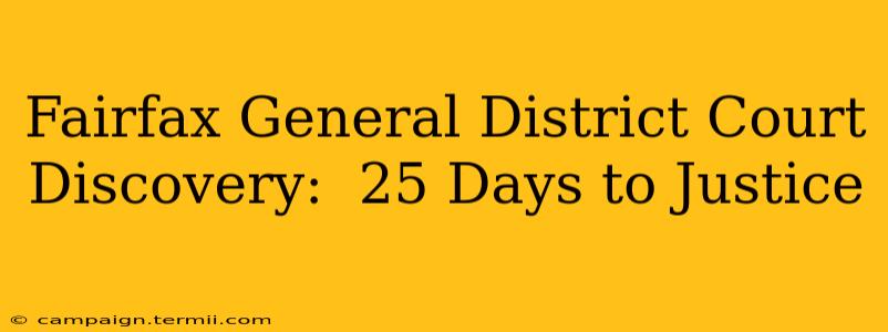 Fairfax General District Court Discovery:  25 Days to Justice