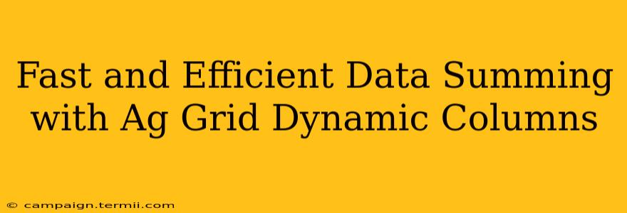 Fast and Efficient Data Summing with Ag Grid Dynamic Columns