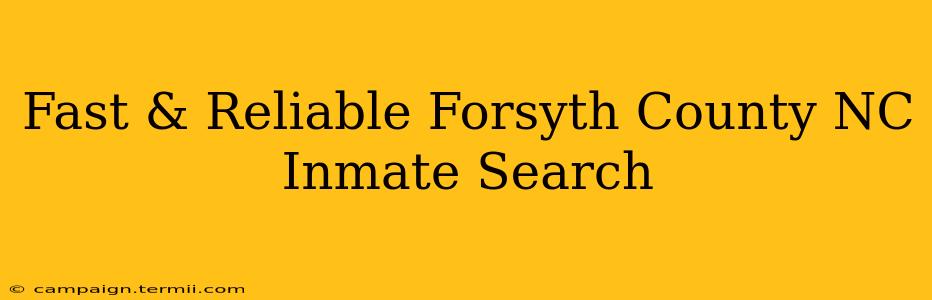 Fast & Reliable Forsyth County NC Inmate Search