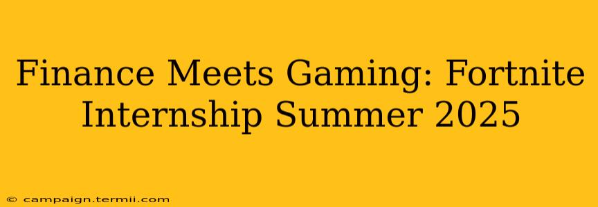 Finance Meets Gaming: Fortnite Internship Summer 2025