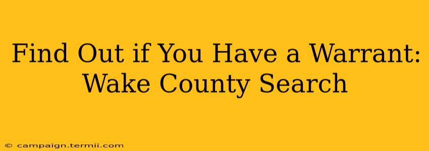 Find Out if You Have a Warrant: Wake County Search