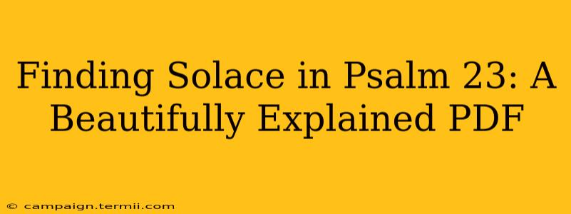 Finding Solace in Psalm 23: A Beautifully Explained PDF