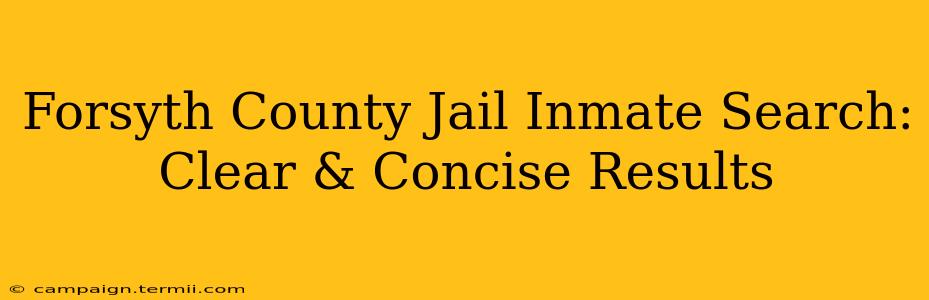 Forsyth County Jail Inmate Search: Clear & Concise Results