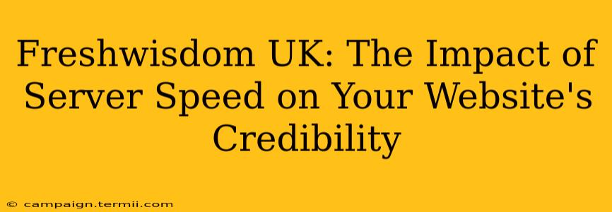 Freshwisdom UK: The Impact of Server Speed on Your Website's Credibility