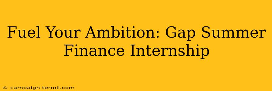 Fuel Your Ambition: Gap Summer Finance Internship