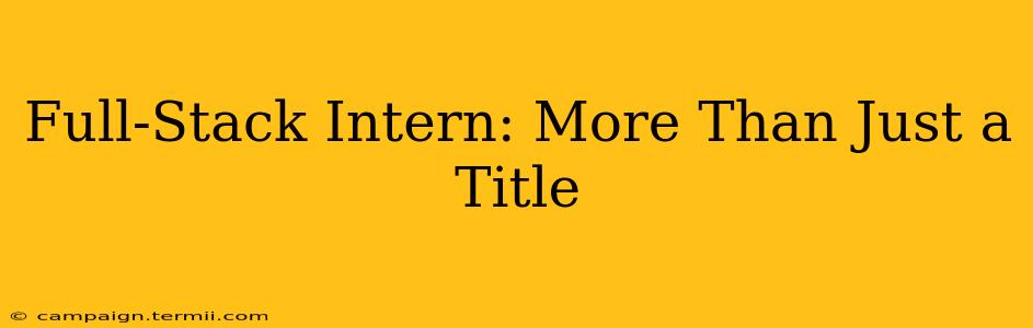 Full-Stack Intern: More Than Just a Title