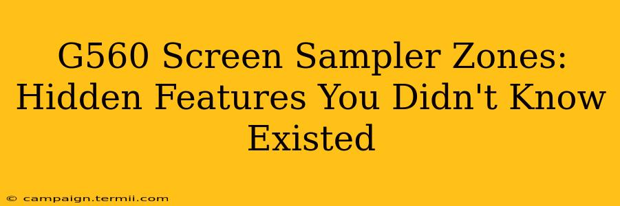 G560 Screen Sampler Zones:  Hidden Features You Didn't Know Existed