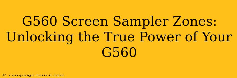 G560 Screen Sampler Zones:  Unlocking the True Power of Your G560