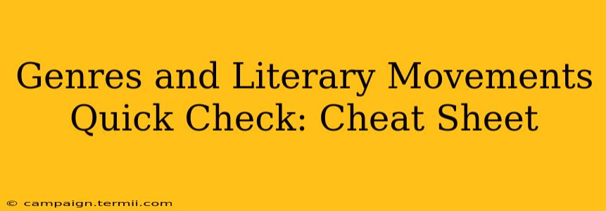 Genres and Literary Movements Quick Check: Cheat Sheet