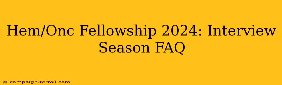 Hem/Onc Fellowship 2024: Interview Season FAQ