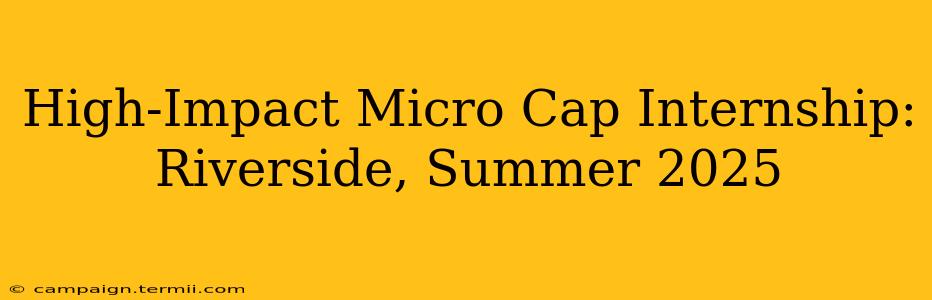 High-Impact Micro Cap Internship: Riverside, Summer 2025