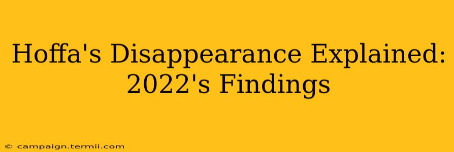 Hoffa's Disappearance Explained: 2022's Findings