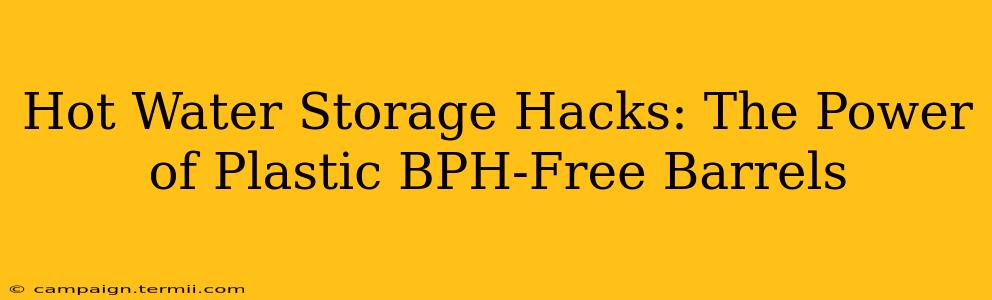 Hot Water Storage Hacks: The Power of Plastic BPH-Free Barrels