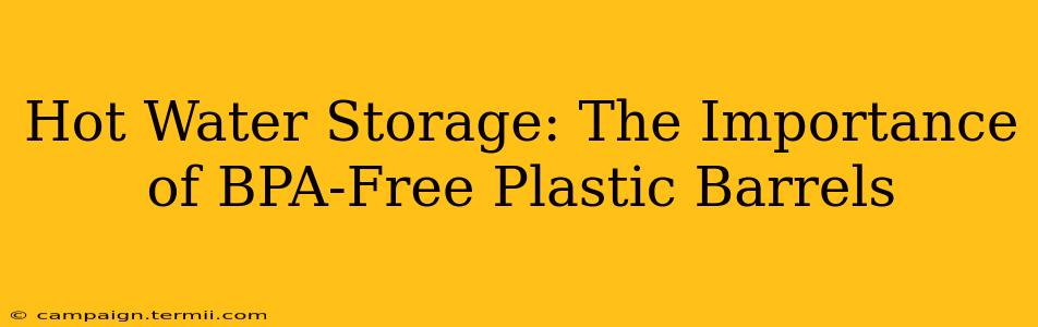 Hot Water Storage: The Importance of BPA-Free Plastic Barrels