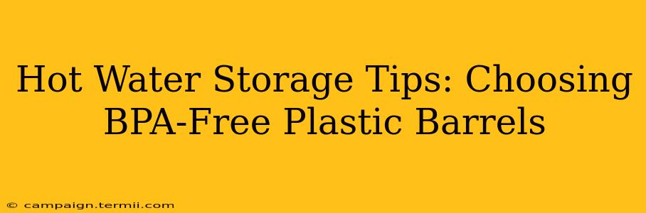 Hot Water Storage Tips: Choosing BPA-Free Plastic Barrels