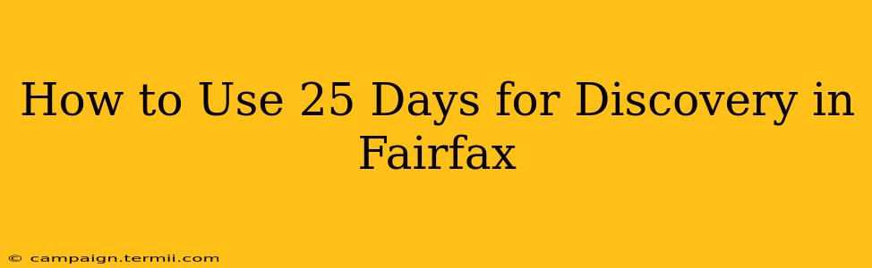 How to Use 25 Days for Discovery in Fairfax