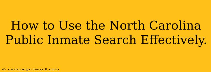 How to Use the North Carolina Public Inmate Search Effectively.