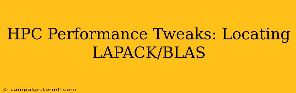 HPC Performance Tweaks: Locating LAPACK/BLAS