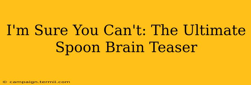 I'm Sure You Can't: The Ultimate Spoon Brain Teaser