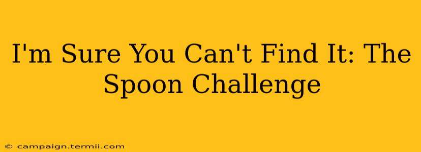 I'm Sure You Can't Find It: The Spoon Challenge