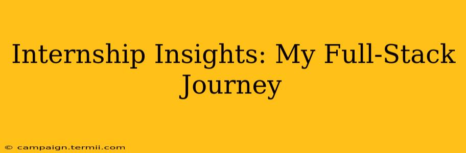 Internship Insights: My Full-Stack Journey