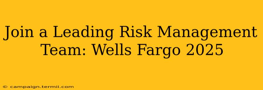 Join a Leading Risk Management Team: Wells Fargo 2025