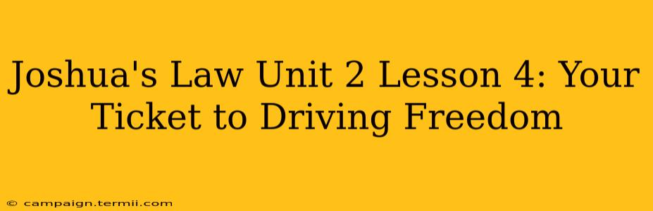 Joshua's Law Unit 2 Lesson 4: Your Ticket to Driving Freedom