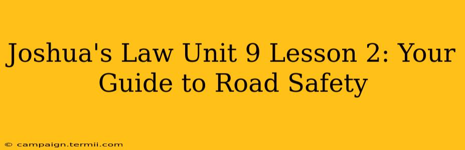 Joshua's Law Unit 9 Lesson 2: Your Guide to Road Safety