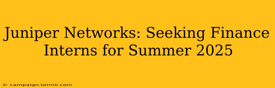 Juniper Networks: Seeking Finance Interns for Summer 2025