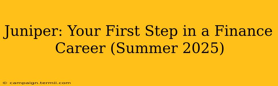 Juniper: Your First Step in a Finance Career (Summer 2025)