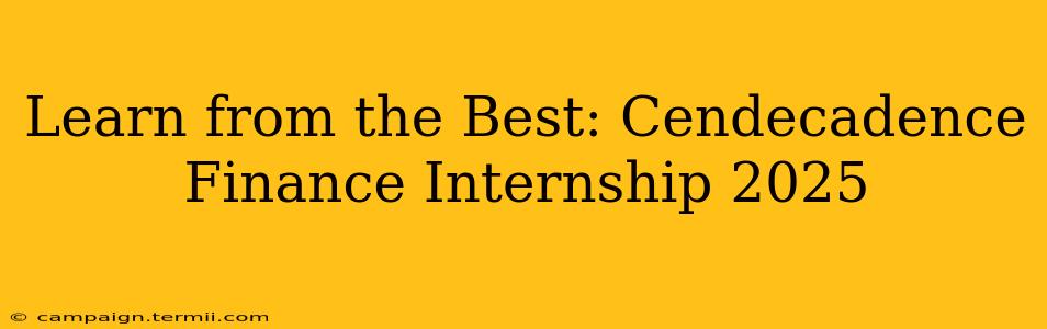 Learn from the Best: Cendecadence Finance Internship 2025