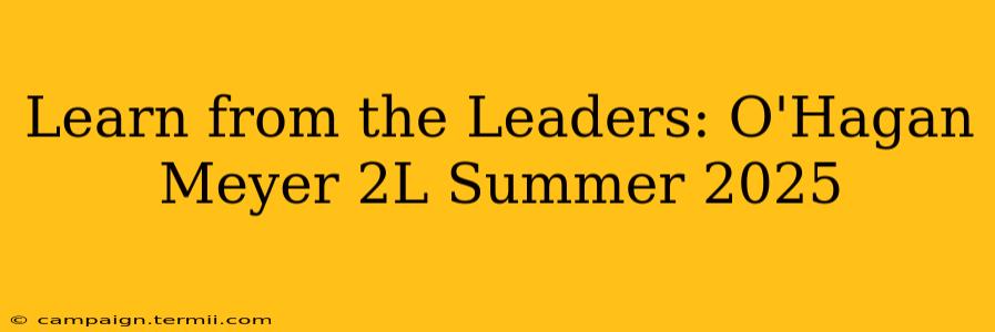 Learn from the Leaders: O'Hagan Meyer 2L Summer 2025