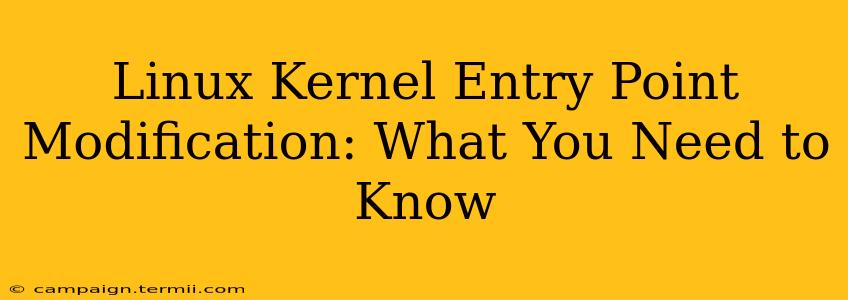 Linux Kernel Entry Point Modification: What You Need to Know