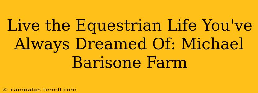 Live the Equestrian Life You've Always Dreamed Of: Michael Barisone Farm