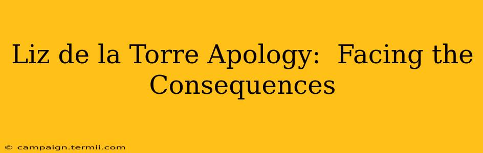 Liz de la Torre Apology:  Facing the Consequences