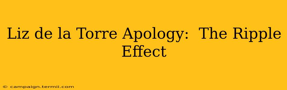 Liz de la Torre Apology:  The Ripple Effect