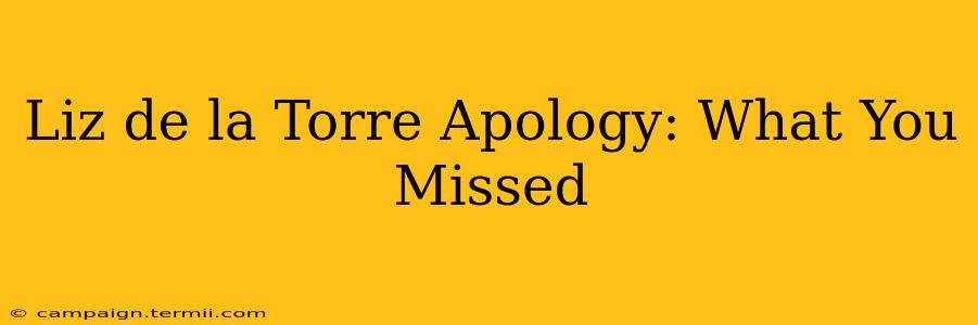 Liz de la Torre Apology: What You Missed