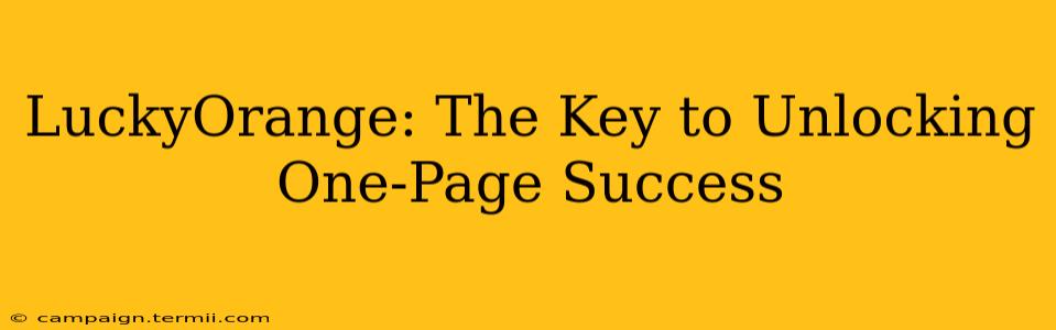 LuckyOrange: The Key to Unlocking One-Page Success