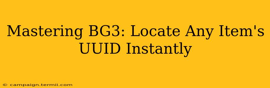 Mastering BG3: Locate Any Item's UUID Instantly