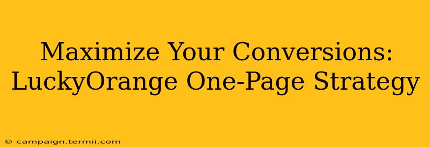 Maximize Your Conversions: LuckyOrange One-Page Strategy